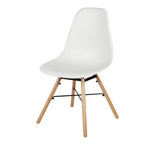 FORNORD Chaise blanche structure métal et pieds bois