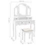 Voir la diapositive 6 : VIDAXL Ensemble de coiffeuse et tabouret Blanc 100x40x146 cm Paulownia