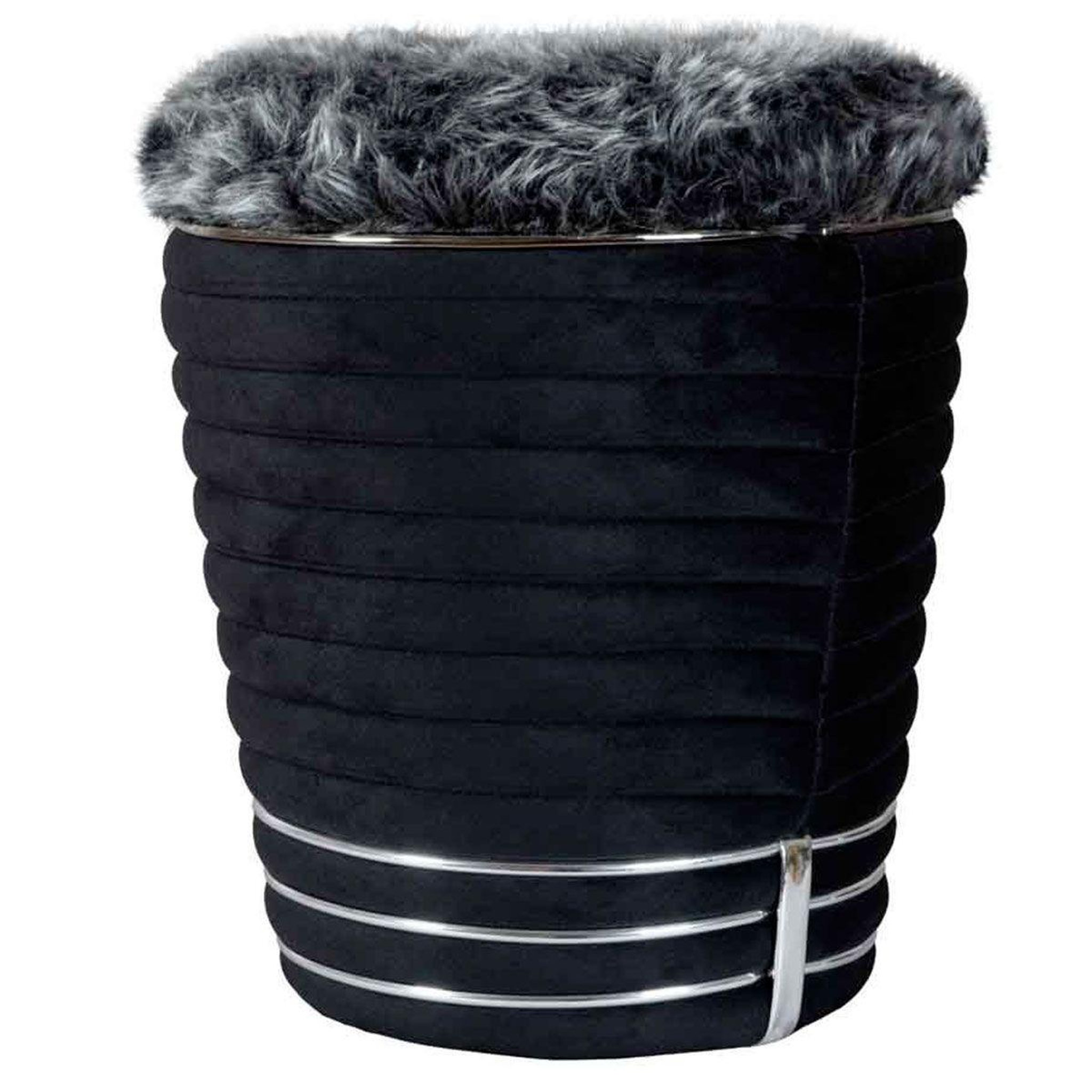 Paris Prix Tabouret design en tissu  doric  50cm noir & gris