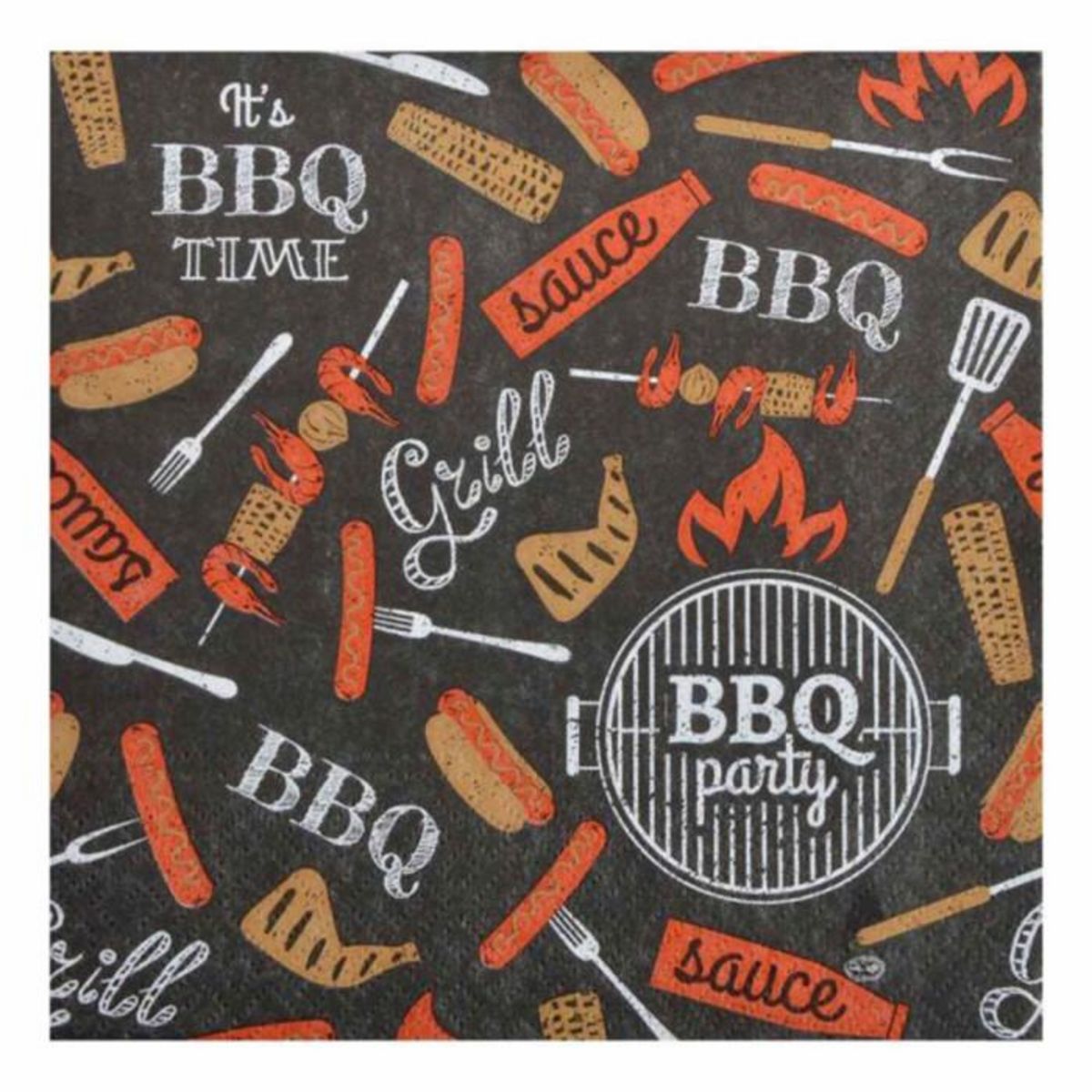 Paris Prix Lot de 20 Serviettes en Papier  BBQ Party  33x33cm Noir