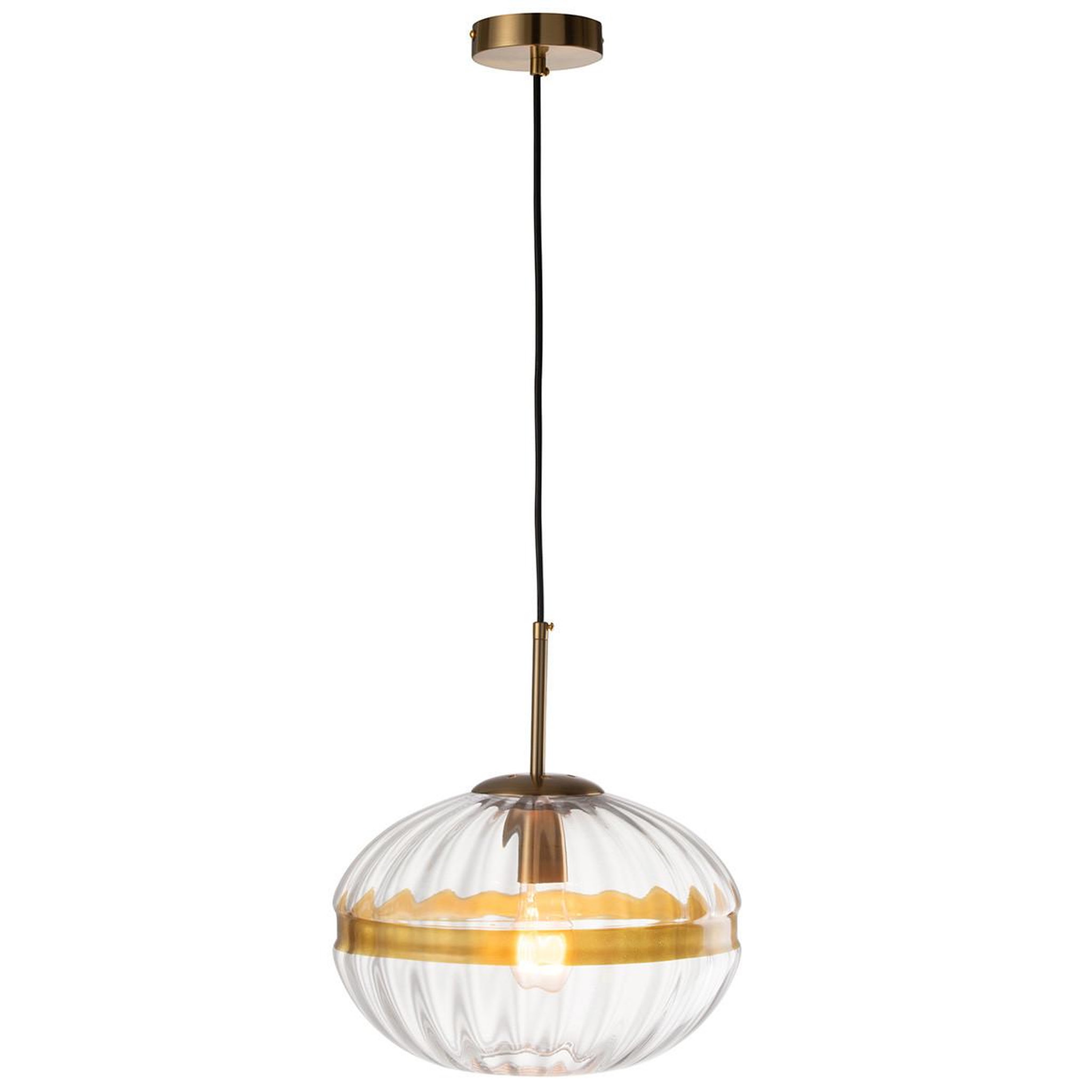Voir la diapositive 2 : J-LINE Lampe suspension en verre  murray  30cm transparent