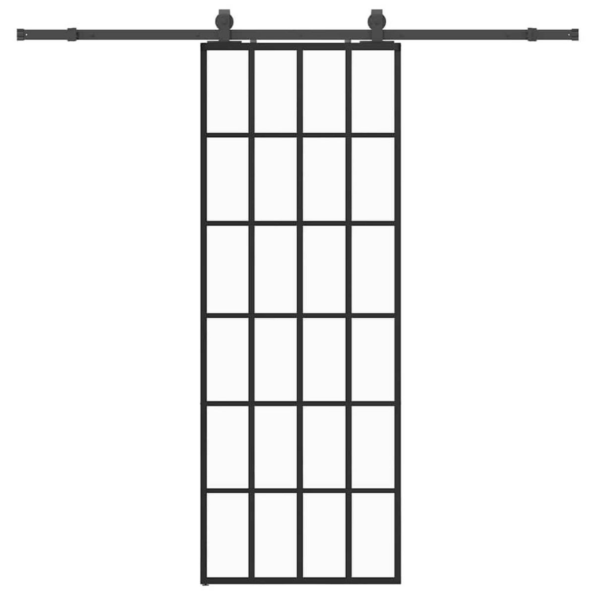 VIDAXL Porte coulissante kit de quincaillerie noir 76x205 cm verre ESG
