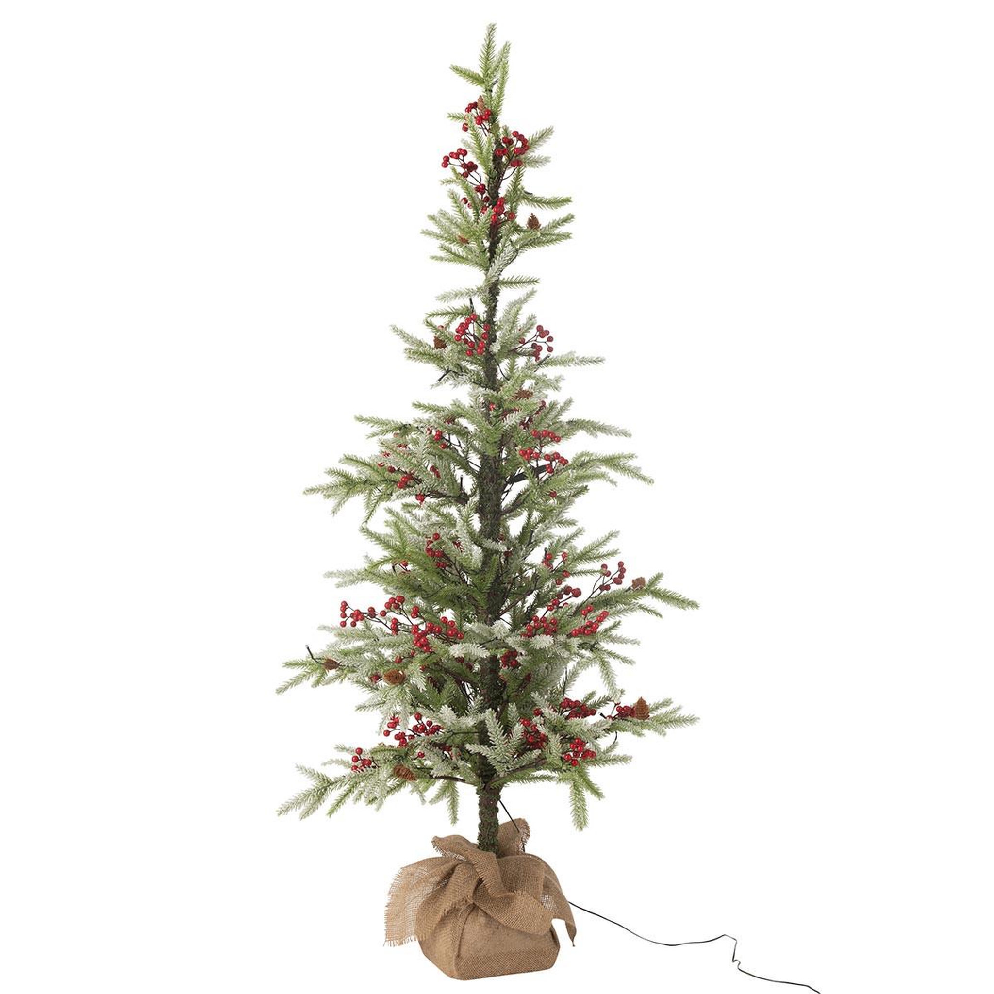 Voir la diapositive 2 : J-LINE Sapin de noël artificiel à led  jute  150cm vert