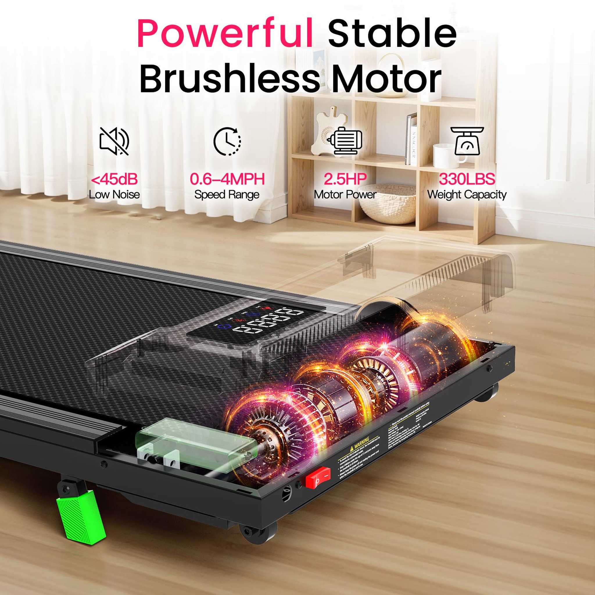 Voir la diapositive 3 : AKLUER Tapis de marche sous bureau akluer p03-b – moteur sans balais de 2,5 cv, inclinaison manuelle, télécommande