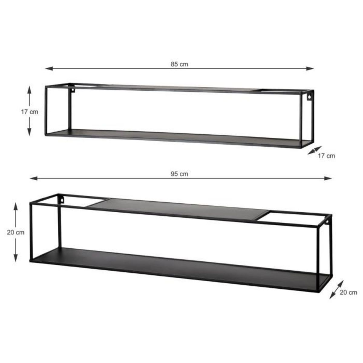 Paris Prix Lot de 2 Étagères Murales  Tablettes  95cm Noir