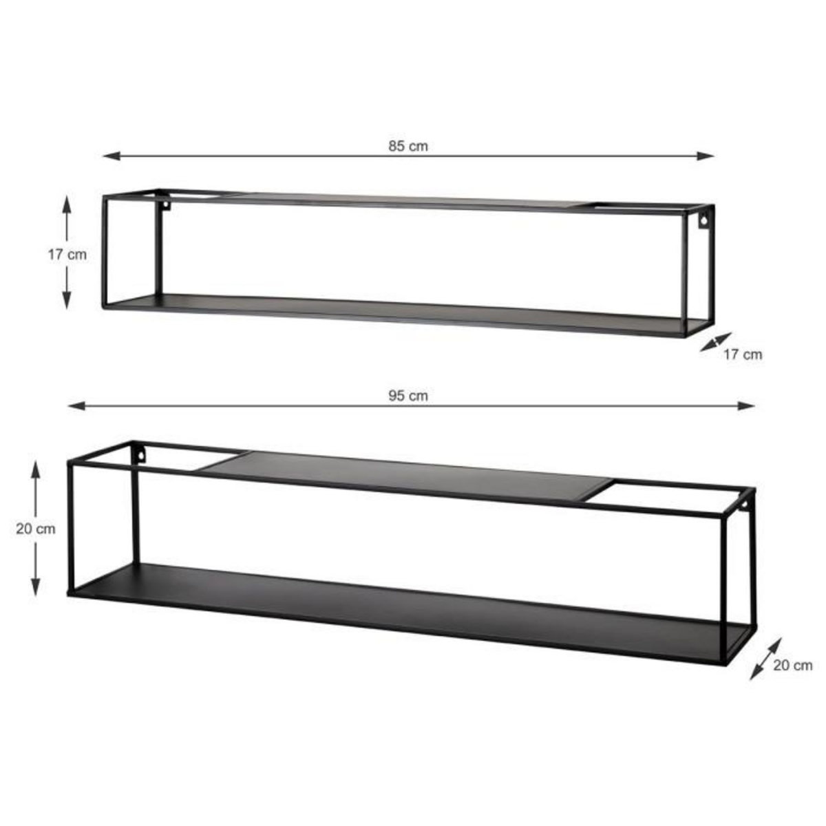 Paris Prix Lot de 2 Étagères Murales  Tablettes  95cm Noir