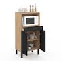 Voir la diapositive 4 : ID MARKET Buffet mi-haut de cuisine  pour micro-onde 60 cm CINA 1 tiroir 2 portes façon hêtre et noir
