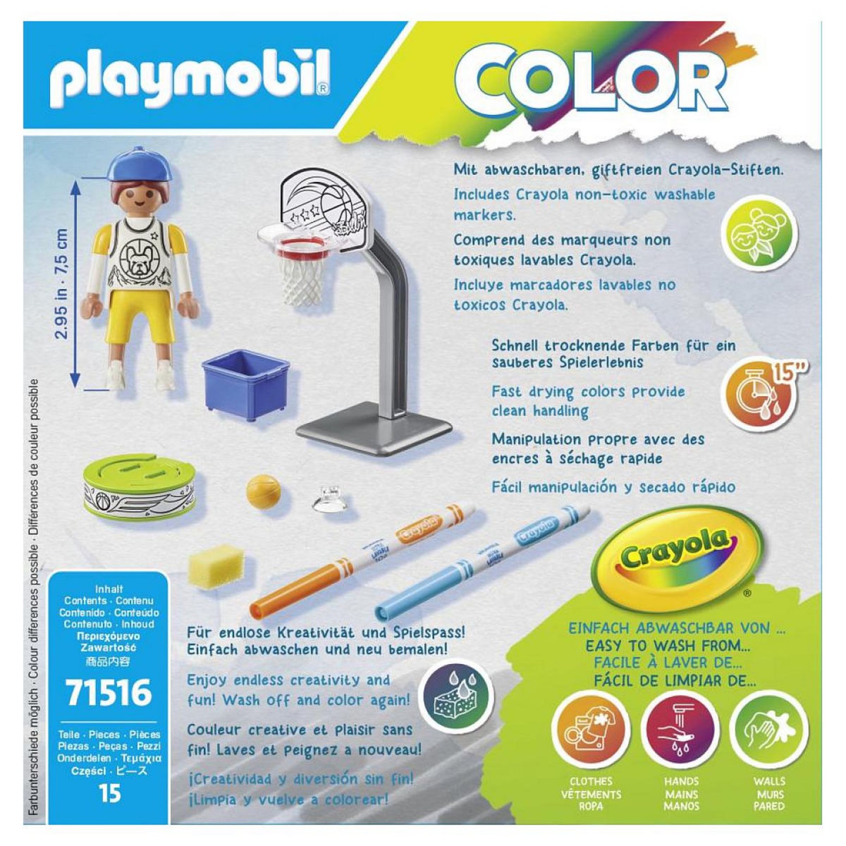 PLAYMOBIL 71516 Color - Joueur de basket avec panier