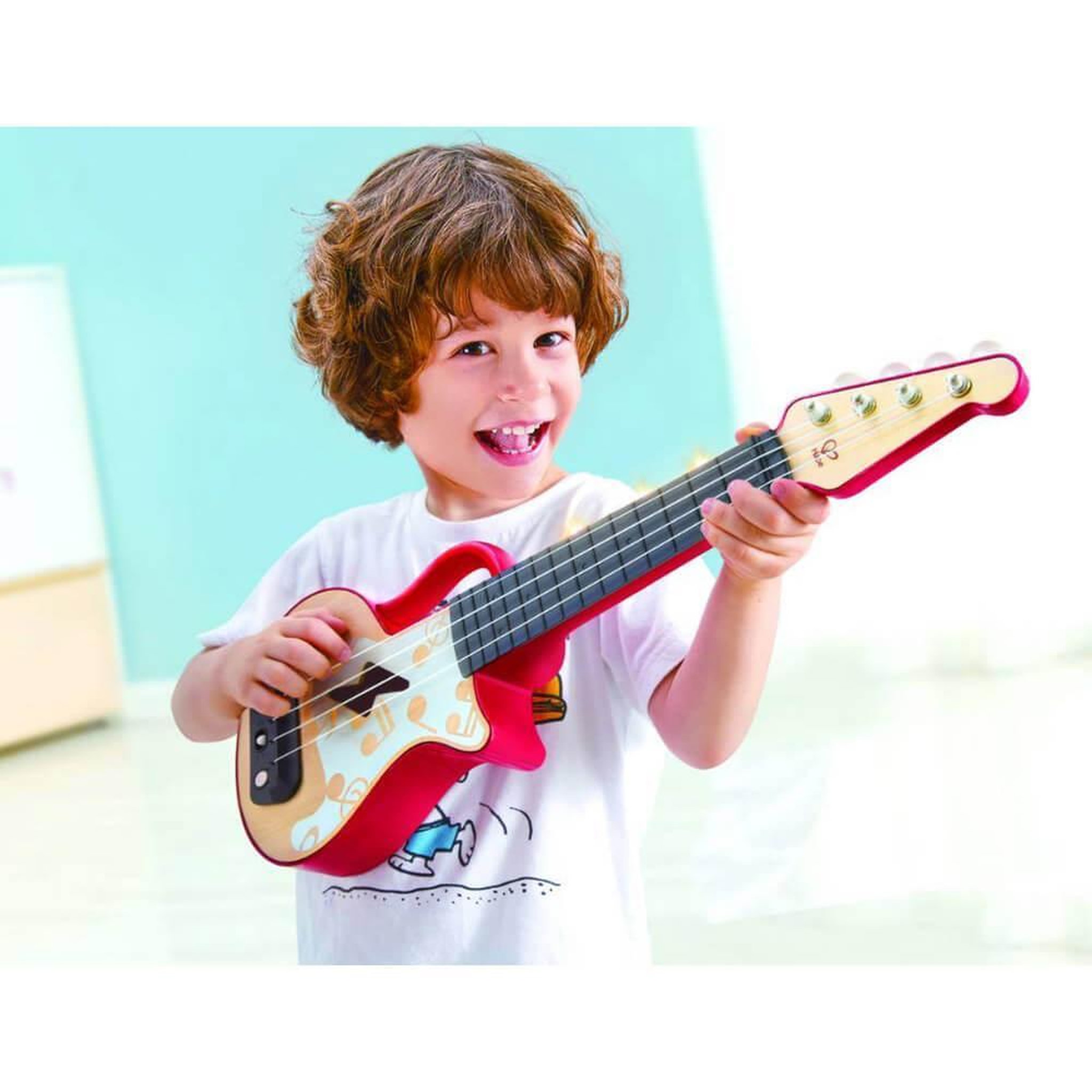 Voir la diapositive 2 : Hape Ukulele électrique avec apprentissage interactif rouge