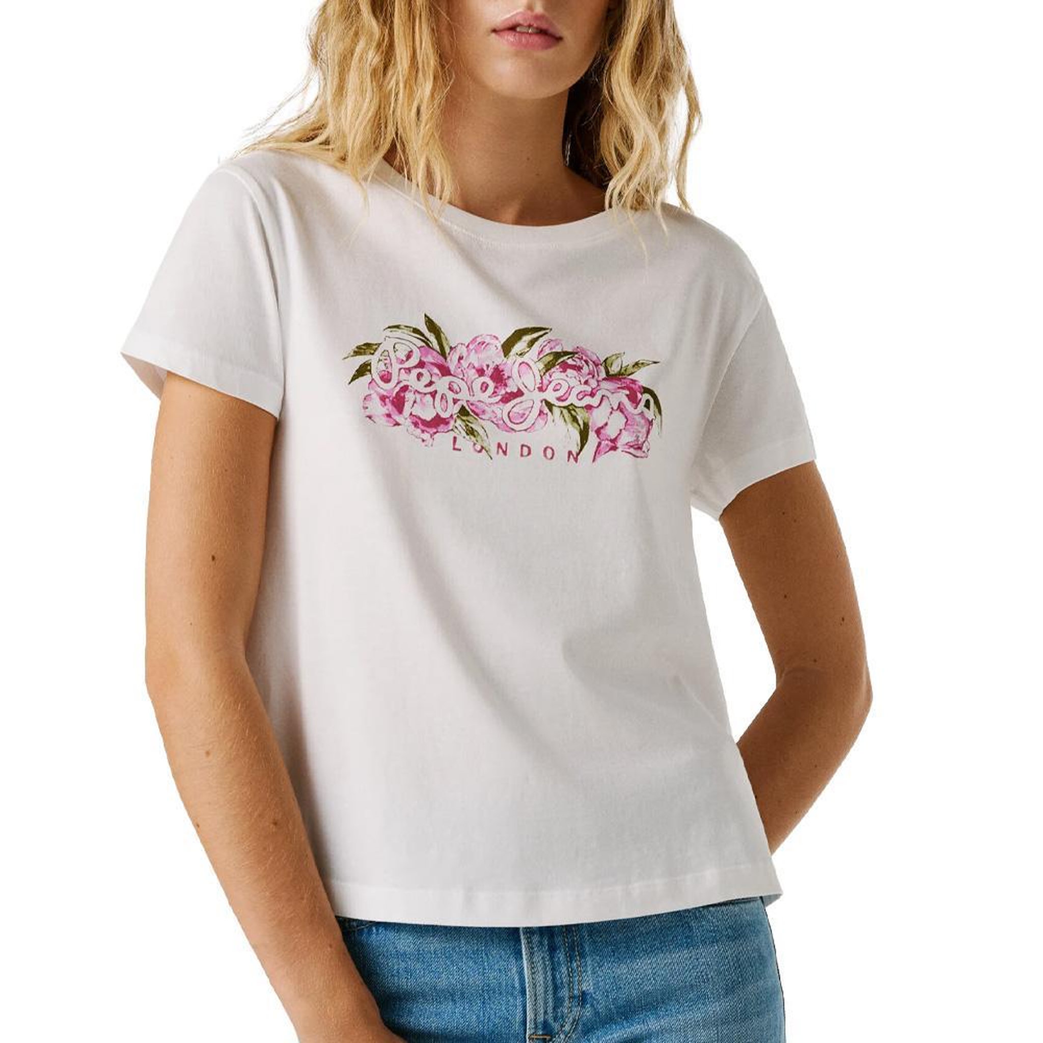 Pepe Jeans T-Shirt Blanc/Rose Femme Pepe jeans Pjl L Nd. Coloris disponibles : Blanc