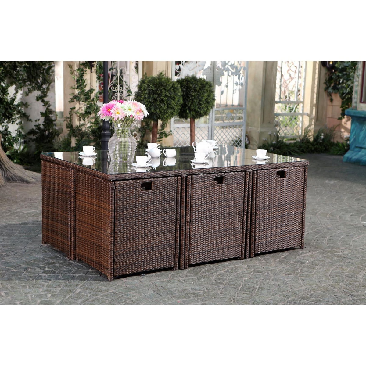 CONCEPT USINE Miami 6 marron-blanc + housse de protection MIAMI