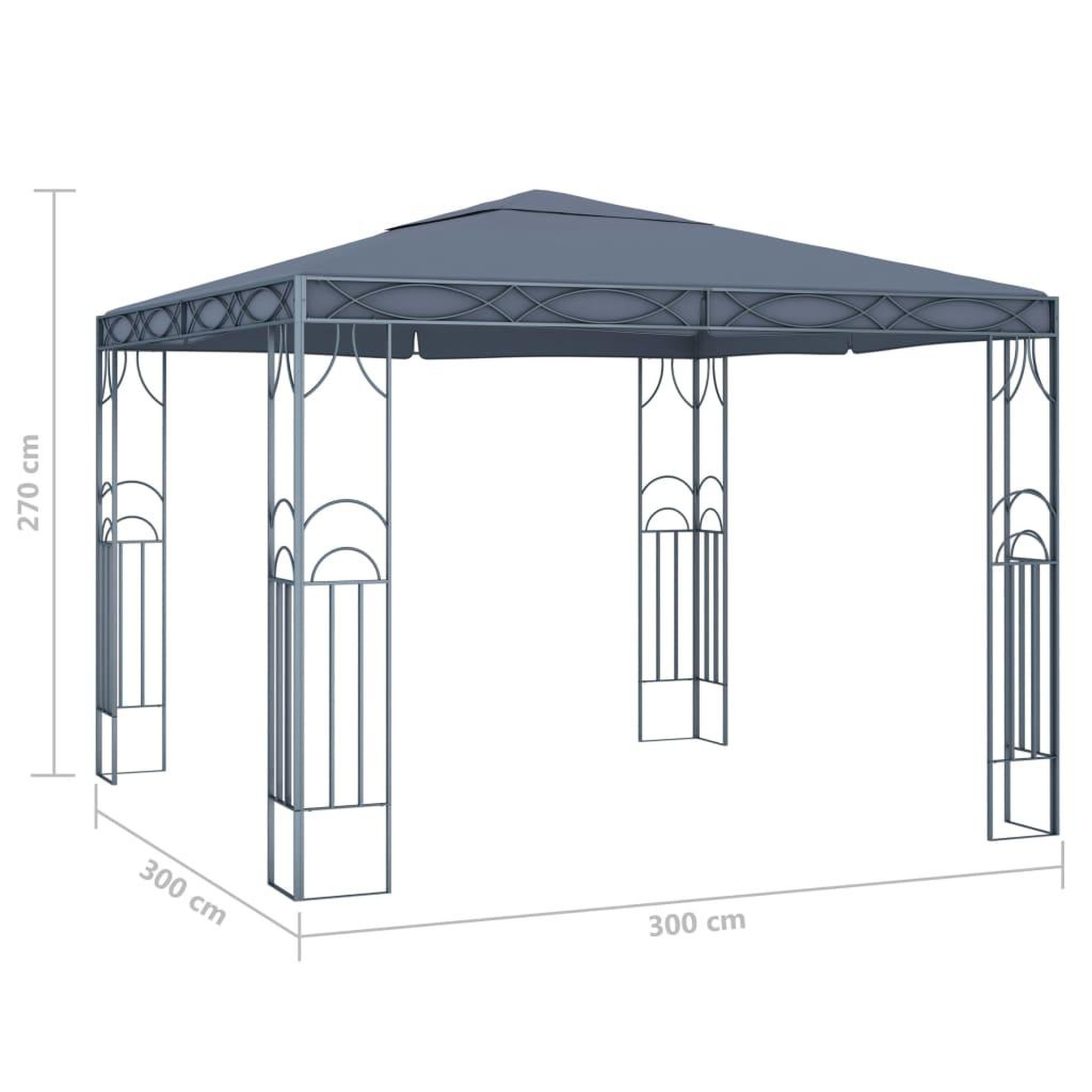 Voir la diapositive 6 : VIDAXL Tonnelle avec guirlande lumineuse a LED 300x300 cm Anthracite