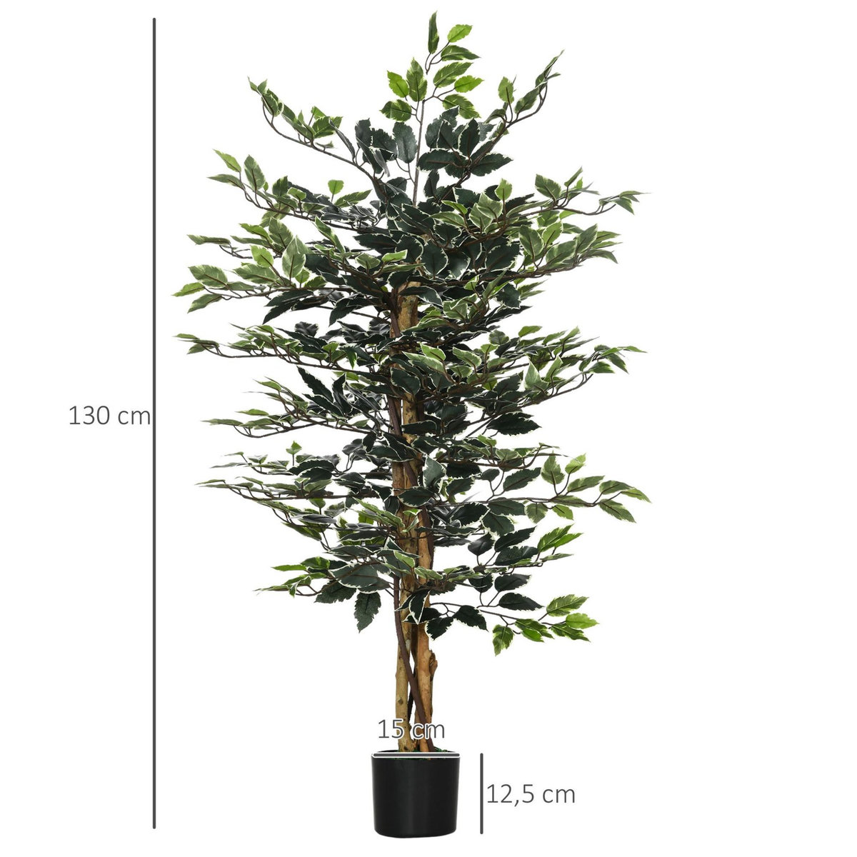 HOMCOM Arbre artificiel plante artificiel ficus banian hauteur 1,3 m tronc branches liane lichen feuilles grand réalisme pot inclus