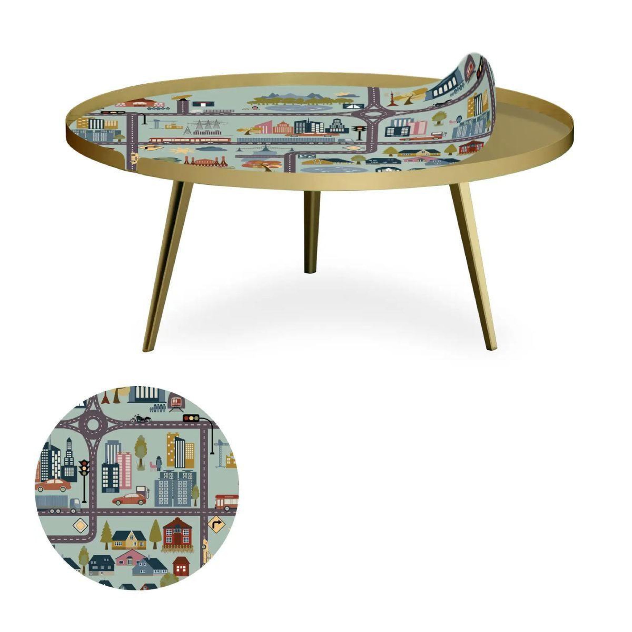 Voir la diapositive 3 : Paris Prix Table basse à rebord 1 cover  city  90cm or