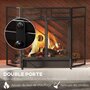 Voir la diapositive 6 : HOMCOM Pare-feu large pour cheminée ou poêle - pare-étincelles - 3 volets pliables et double porte - métal noir