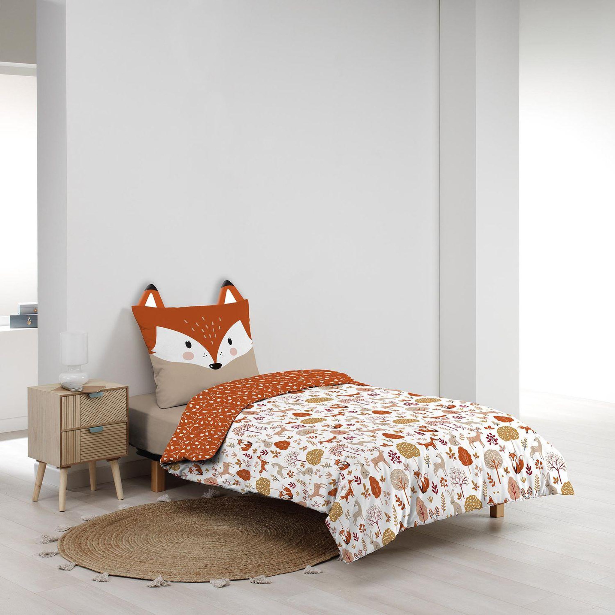 Voir la diapositive 4 : Douceur d'Intérieur Parure de lit enfant réversible ROXY - Coton 42 fils/cm² - 140 x 200 cm - Marron