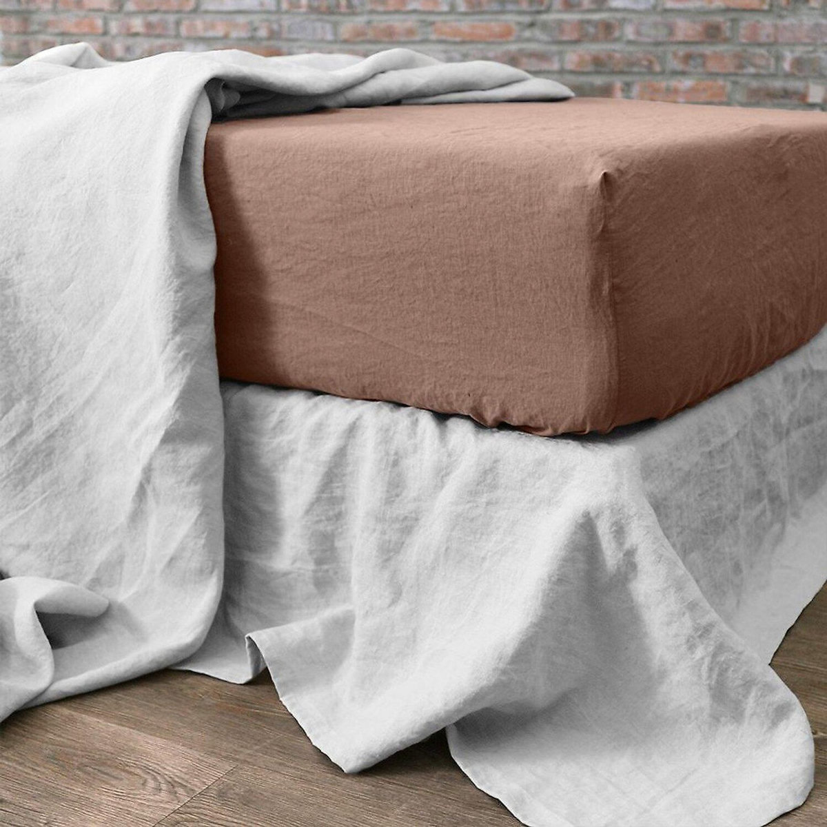BATON ROUGE Drap housse 100% lin lavé 160g kiwi