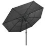Voir la diapositive 2 : VIDAXL Parasol de jardin a 3 niveaux avec mat en aluminium anthracite