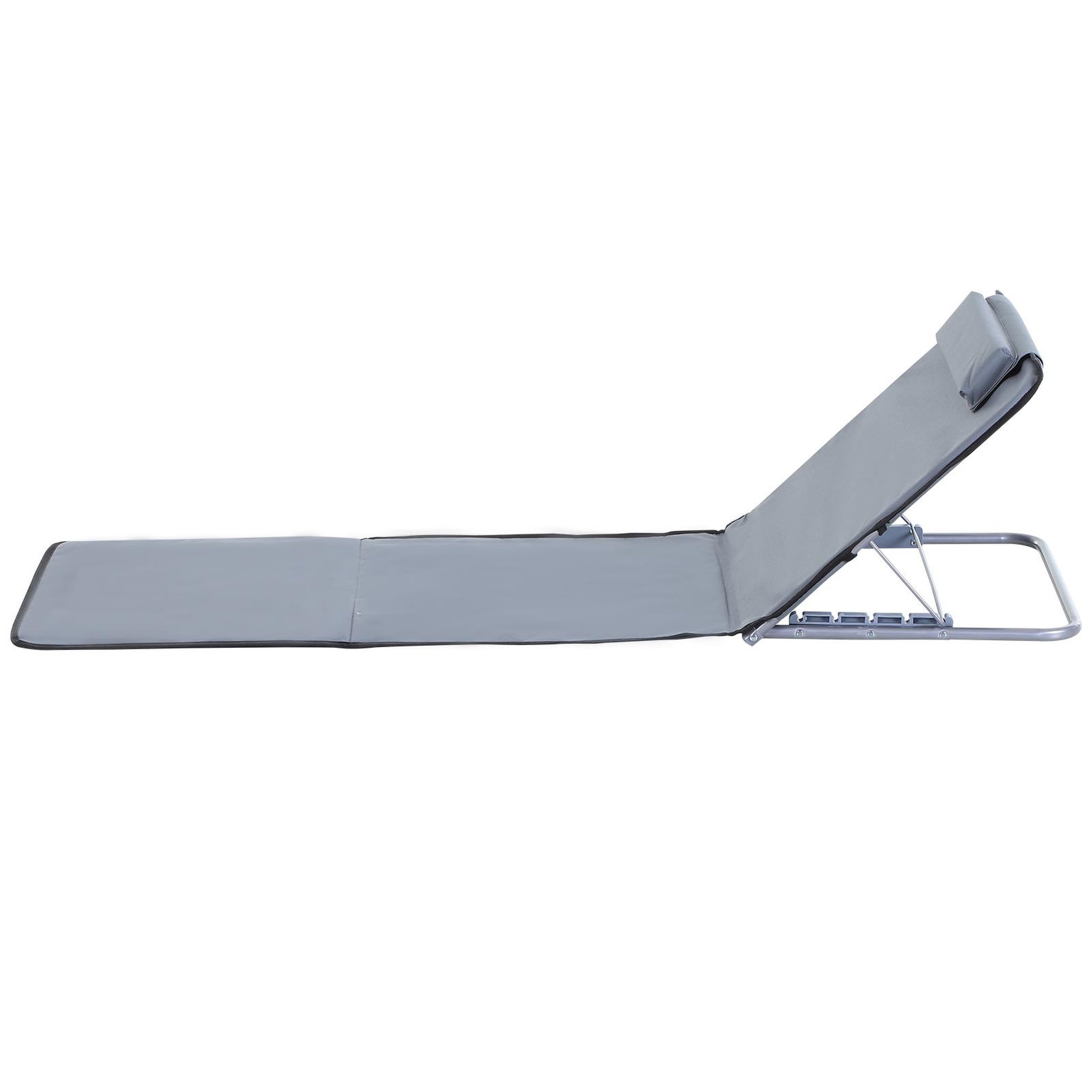 Voir la diapositive 4 : OUTSUNNY Lot de 2 tapis de plage rembourré - matelas de plage - nattes de plage - dossier inclinable multi-positions - sac transport inclus - métal polyester PE gris