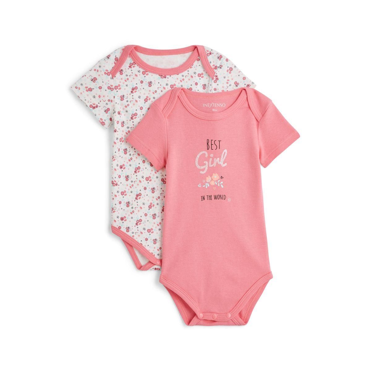 IN EXTENSO Lot de 2 bodies manches courtes bébé fille