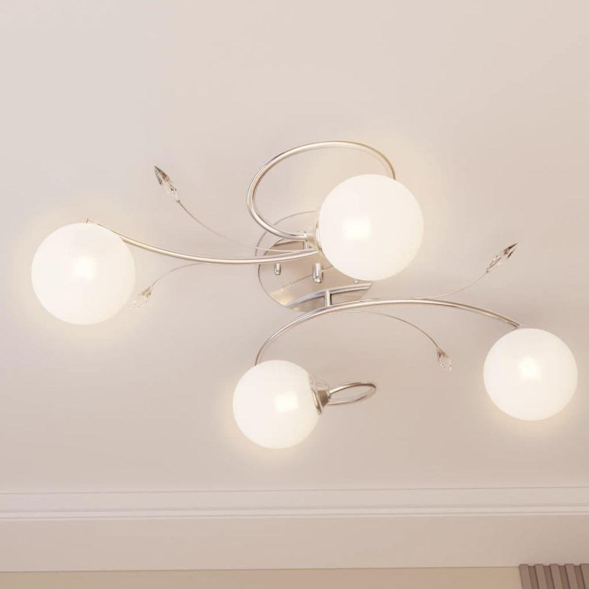 VIDAXL Plafonnier avec abat-jour ronds en verre pour 4 LED G9