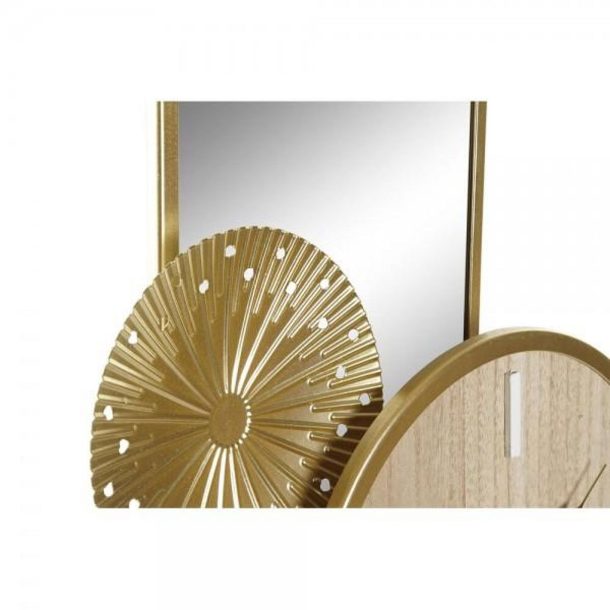 AAAAA Horloge de table DKD Home Decor 26 x 8 x 53 cm Miroir Naturel Doré Métal Bois MDF