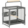 Voir la diapositive 1 : PAWHUT Cage de transport oiseau - cage de transport pour perroquet - porte, 2 trappes de nourrissage - acier gris moucheté