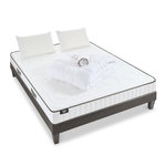 OLYMPE LITERIE OLYMPE LITERIE | Pack Prêt à dormir CRISTAL | Matelas Mémoire de forme + Sommier Bois + Accessoires. Coloris disponibles : Blanc