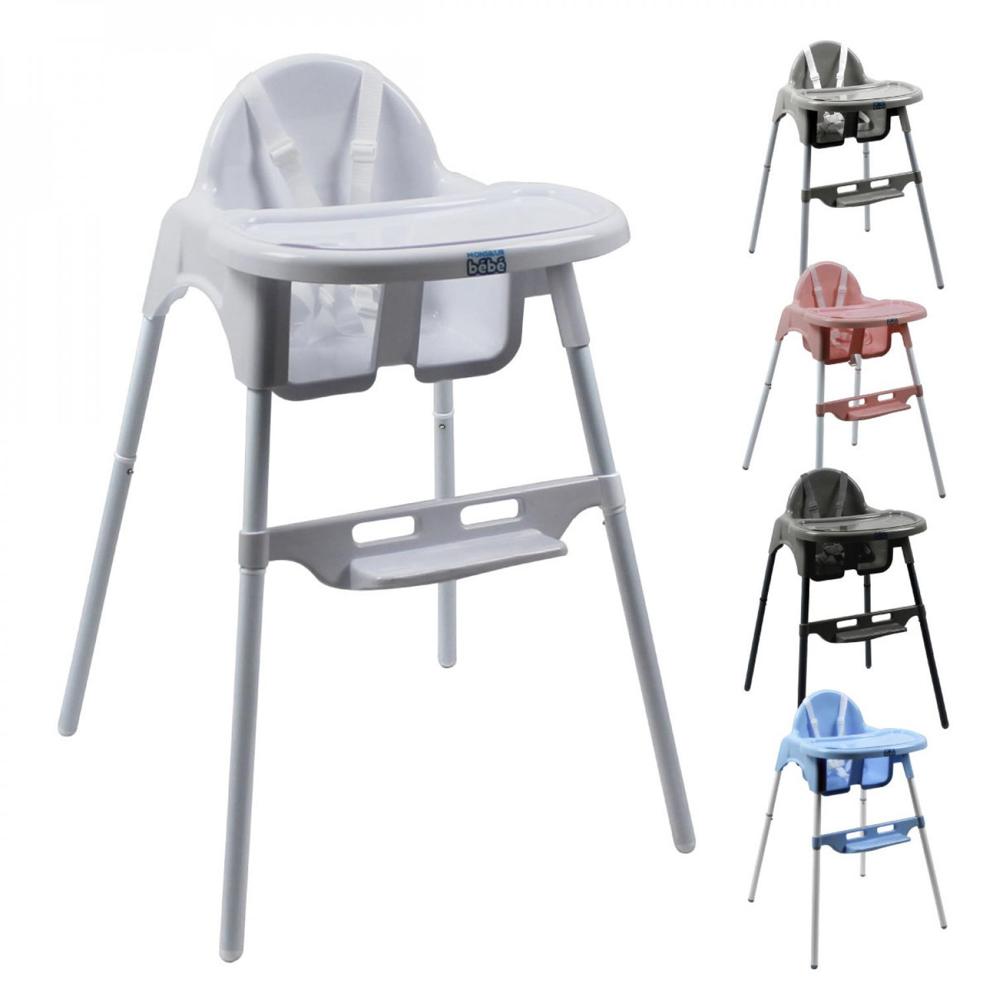 Voir la diapositive 1 : Monsieur Bébé Chaise haute bébé réglable hauteur et tablette