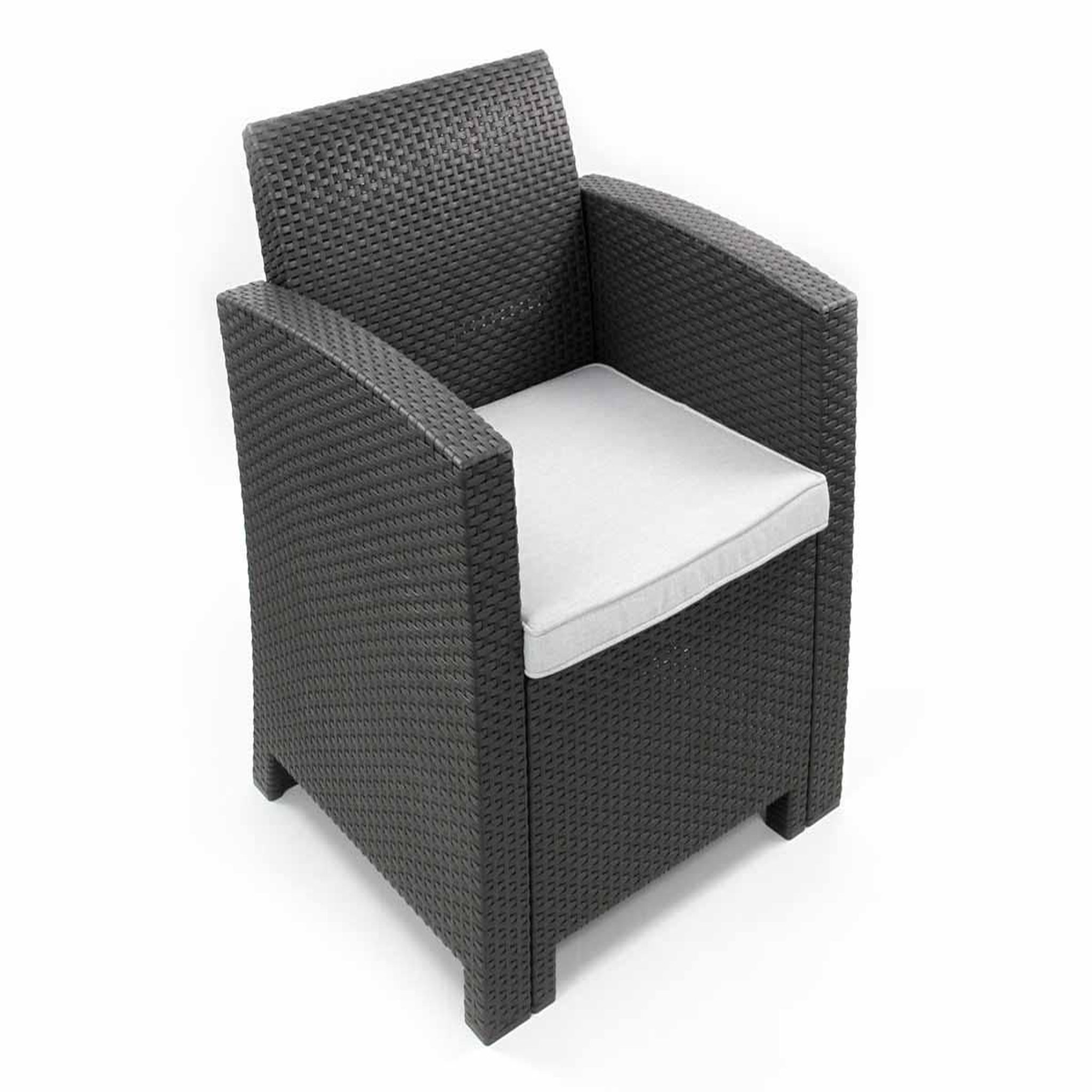Voir la diapositive 5 : JARDIDECO Salon de jardin en résine tressée vinto 4 places anthracite - jardideco
