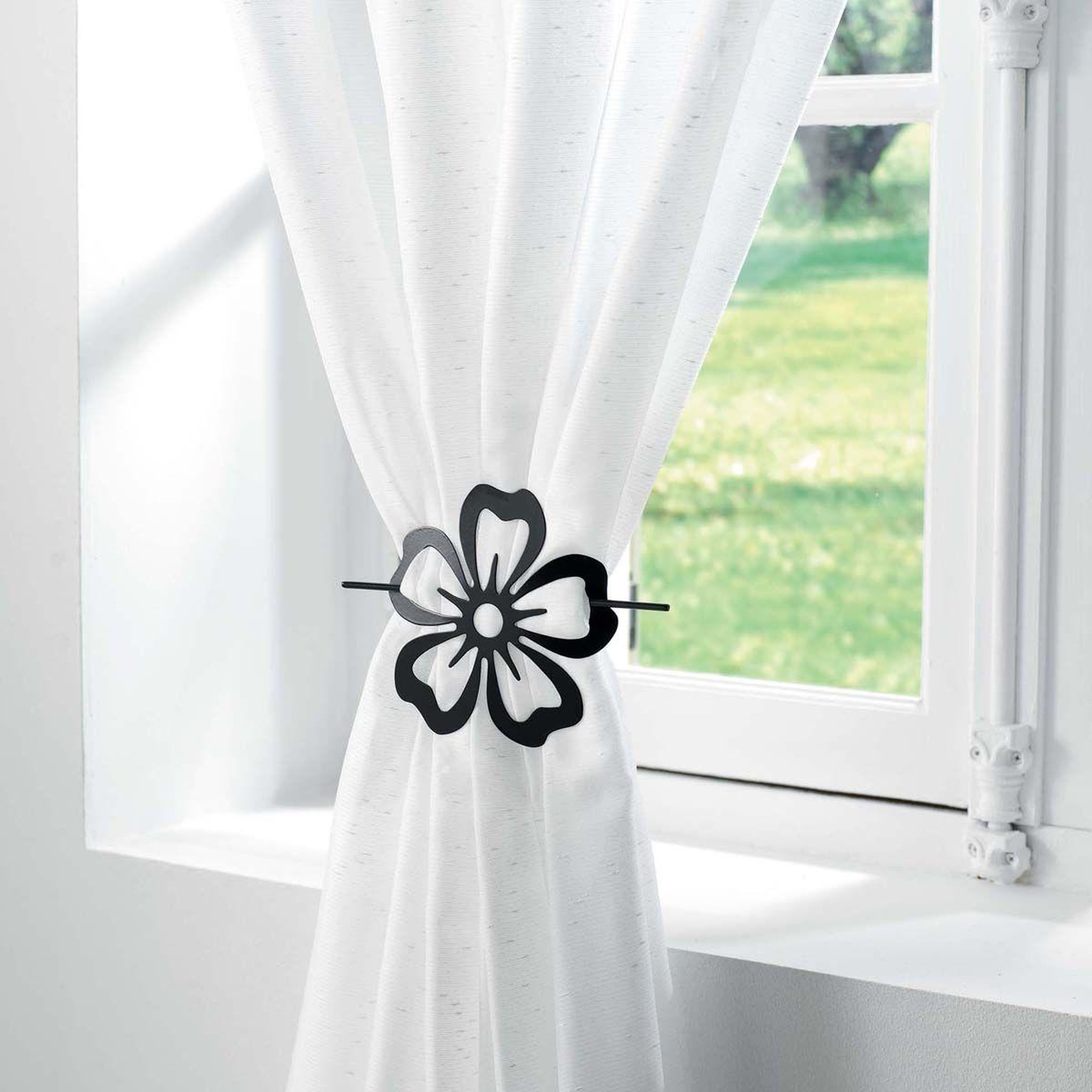 Voir la diapositive 2 : Douceur d'Intérieur Embrasse de rideau broche  pétaly  15cm noir