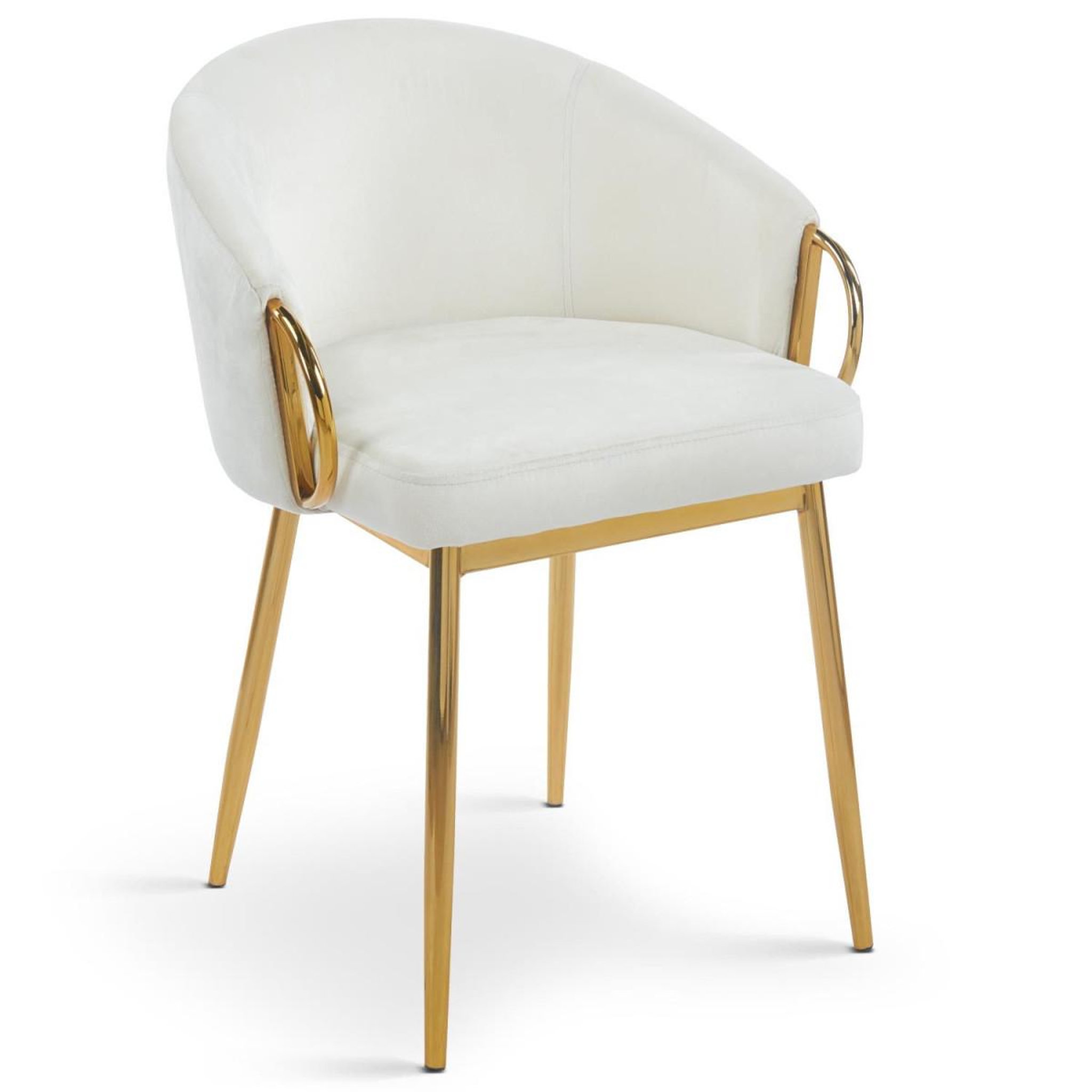 Voir la diapositive 2 : Paris Prix Lot de 2 Chaises en Velours  Julia  74cm Beige & Or