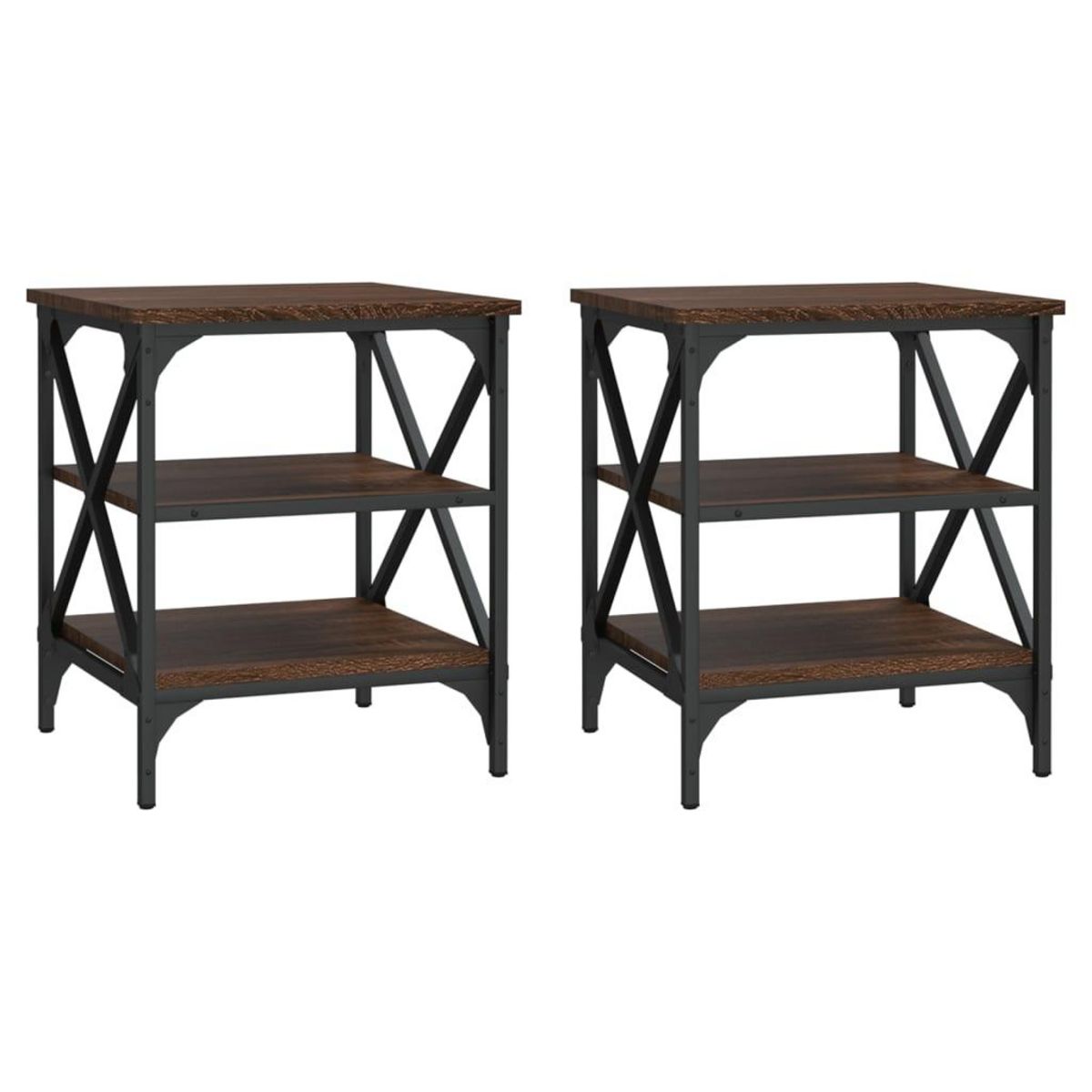 VIDAXL Tables d'appoint 2 pcs Chene marron 40x42x50 cm Bois ingenierie