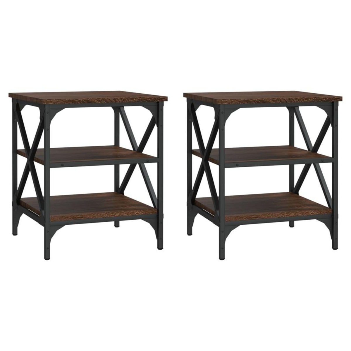 VIDAXL Tables d'appoint 2 pcs Chene marron 40x42x50 cm Bois ingenierie