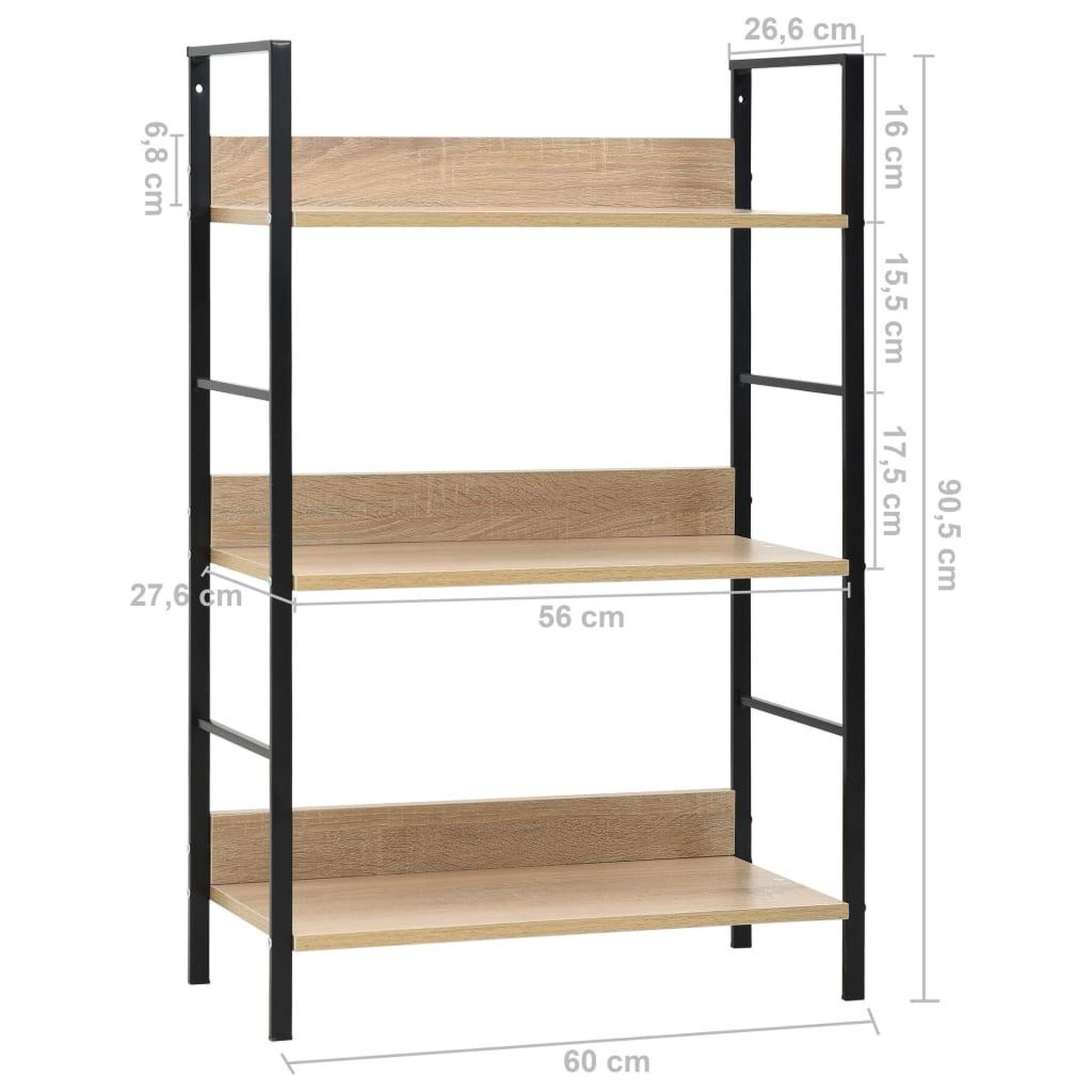 Voir la diapositive 6 : VIDAXL Bibliotheque a 3 niveaux chene 60x27,6x90,5cm bois d'ingenierie