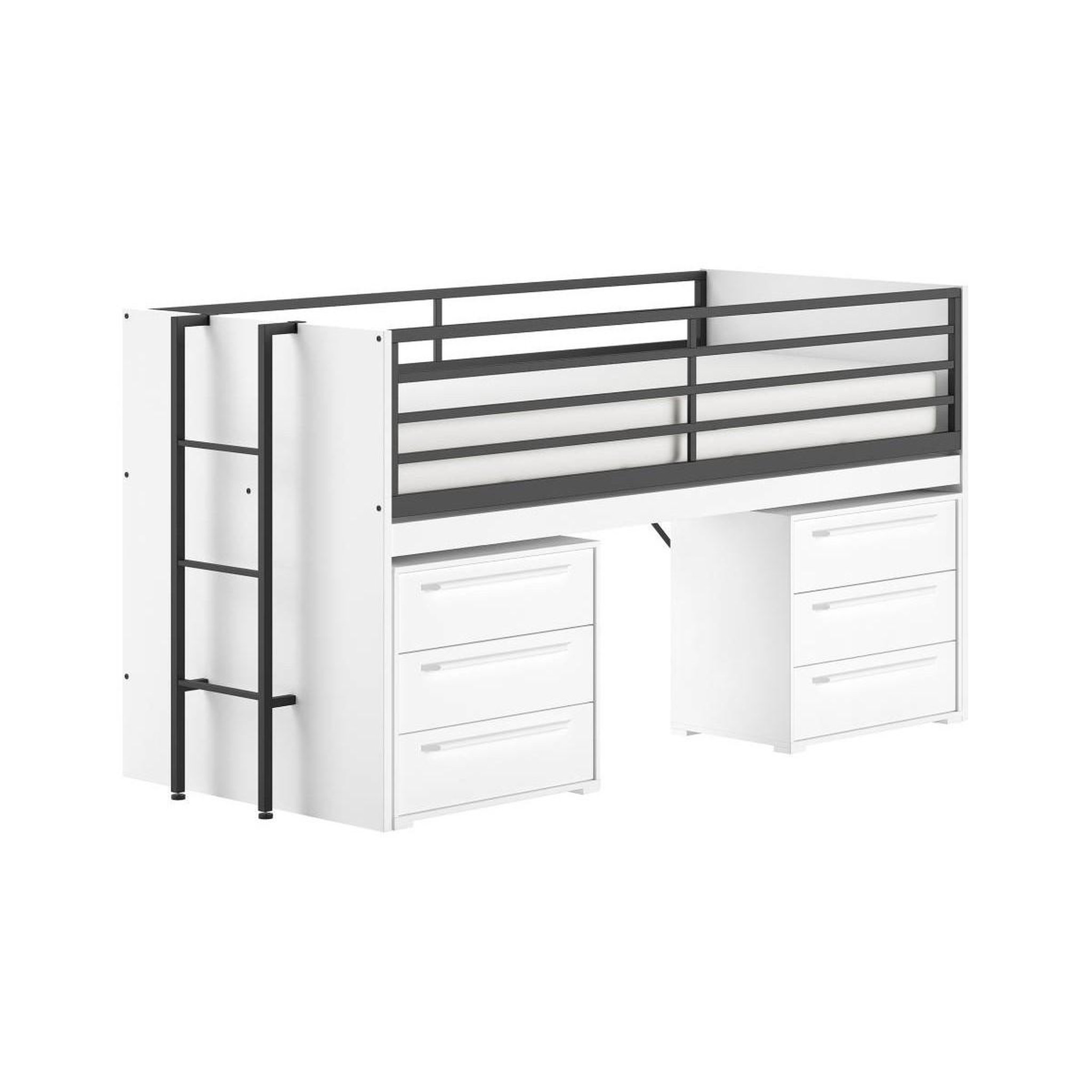 Voir la diapositive 2 : Paris Prix Pack - lit superposé & 2 commodes à tiroirs  sam  90x200cm blanc