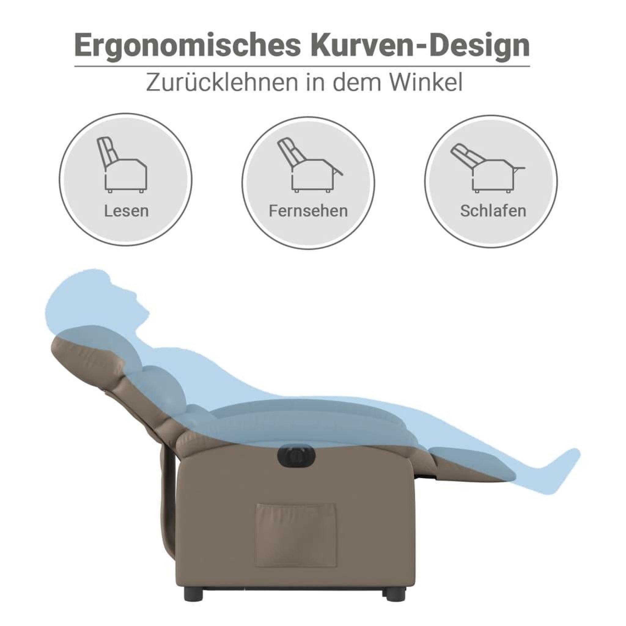 Voir la diapositive 6 : VIDAXL Fauteuil inclinable electrique cappuccino similicuir