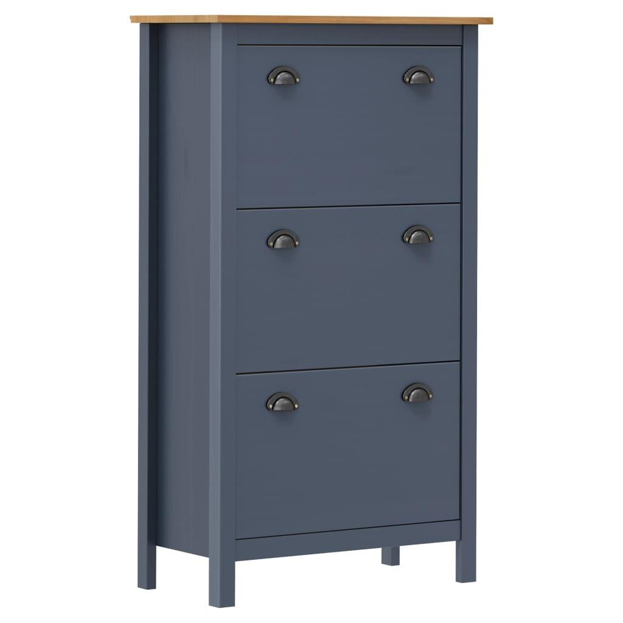 VIDAXL Armoire a chaussures Hill Gris 72x35x124 cm Bois de pin solide