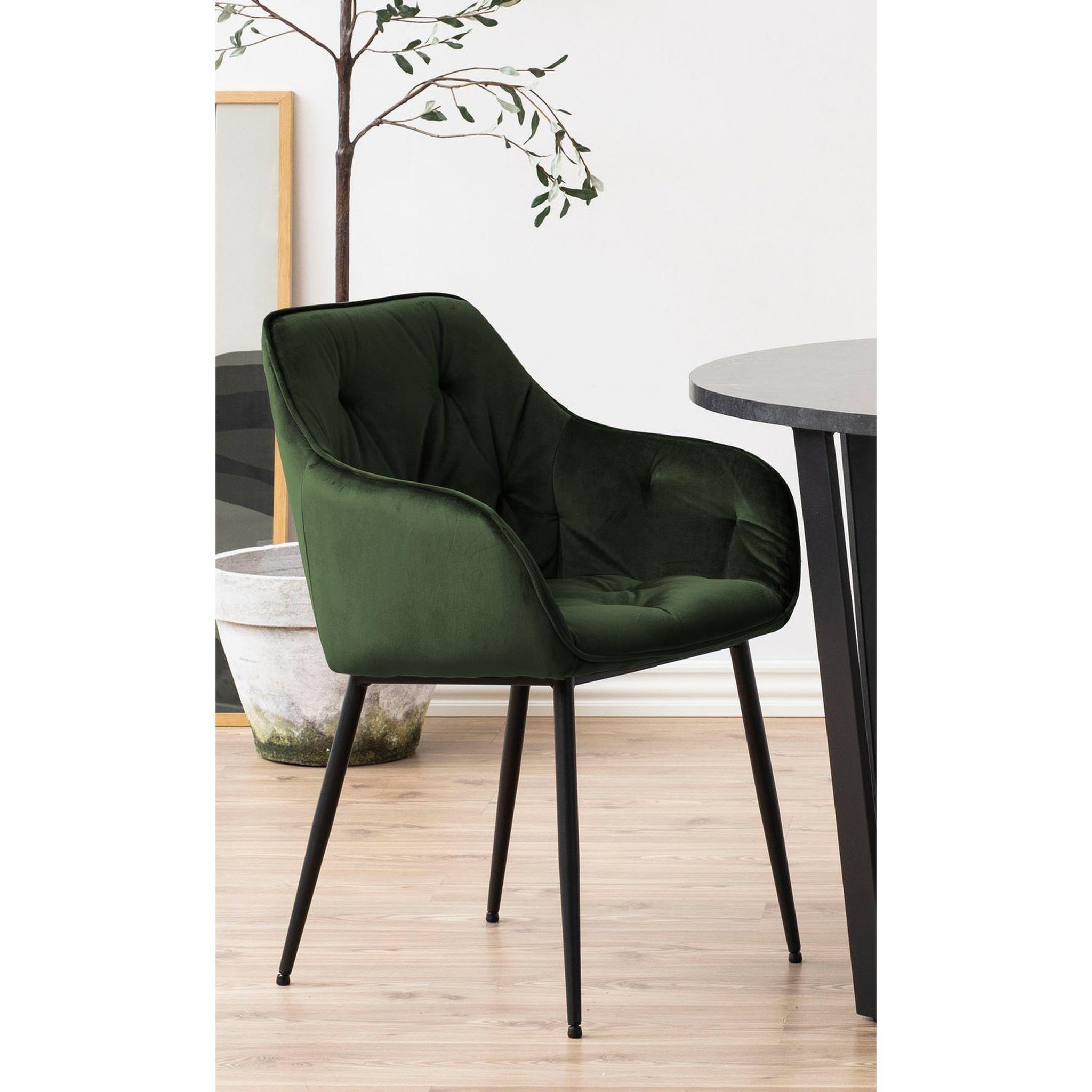 Voir la diapositive 2 : TOILINUX Lot de 2 chaises de salle à manger florie avec accoudoirs effet velours