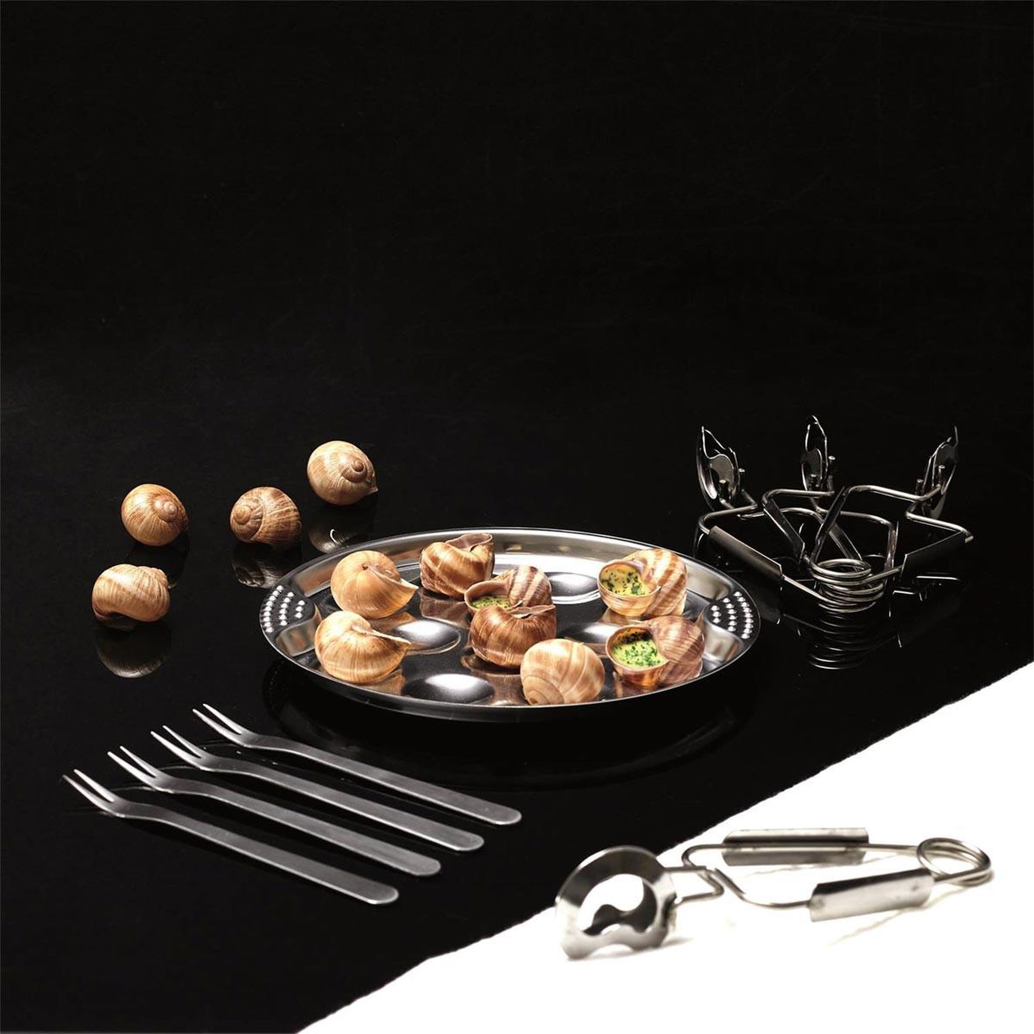 Voir la diapositive 2 : COOK CONCEPT Service à escargots 12 pièces  cook  19cm argent