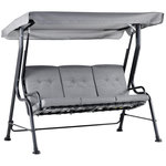 OUTSUNNY Balancelle de jardin 3 places grand confort toit inclinaison réglable épais coussins amovibles polyester acier époxy gris