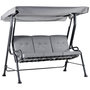 Voir la diapositive 1 : OUTSUNNY Balancelle de jardin 3 places grand confort toit inclinaison réglable épais coussins amovibles polyester acier époxy gris