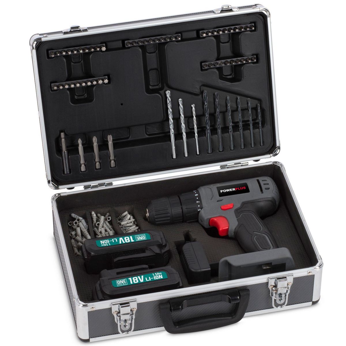 POWERPLUS Malette perceuse 18v lithium 153 accessoires