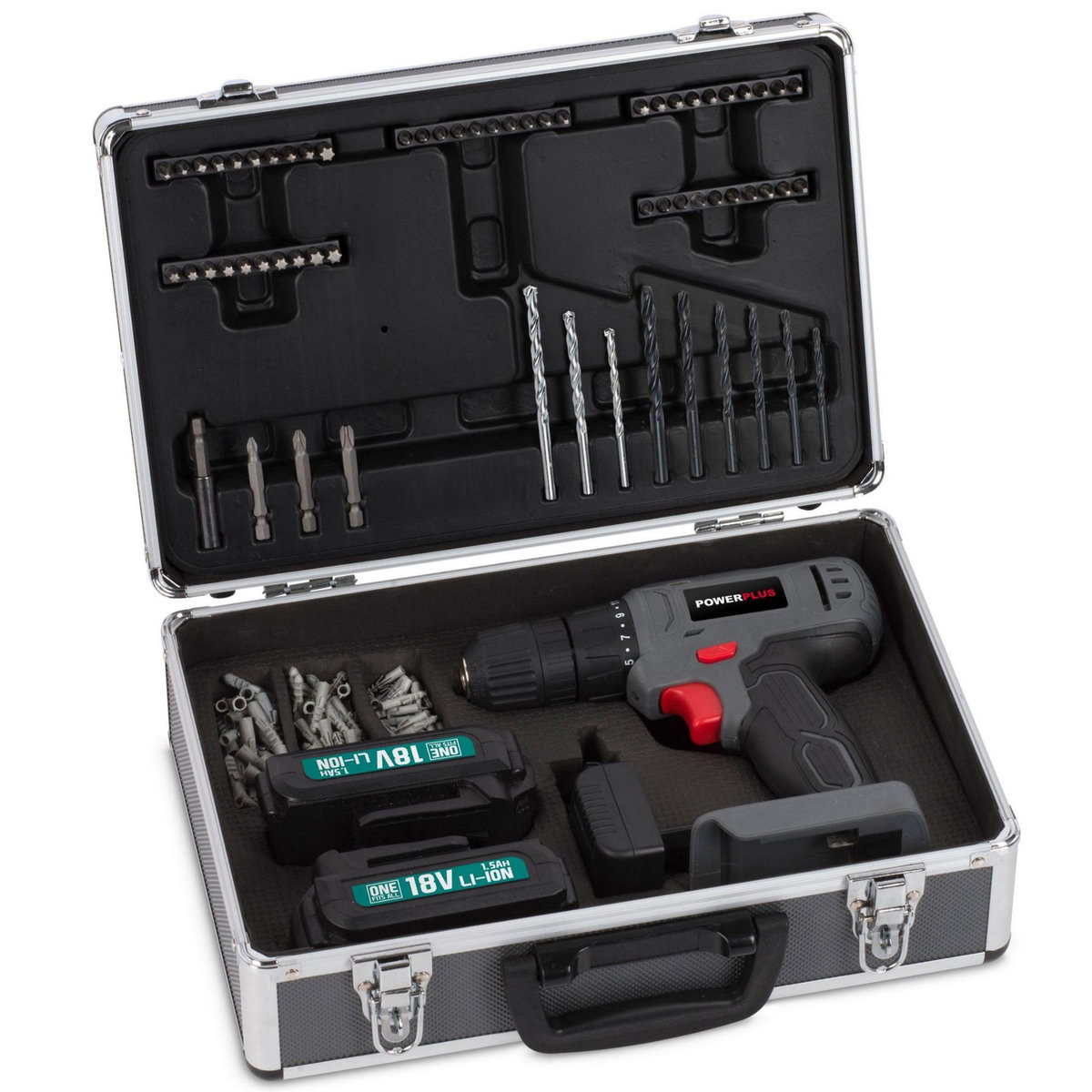 POWERPLUS Malette perceuse 18v lithium 153 accessoires