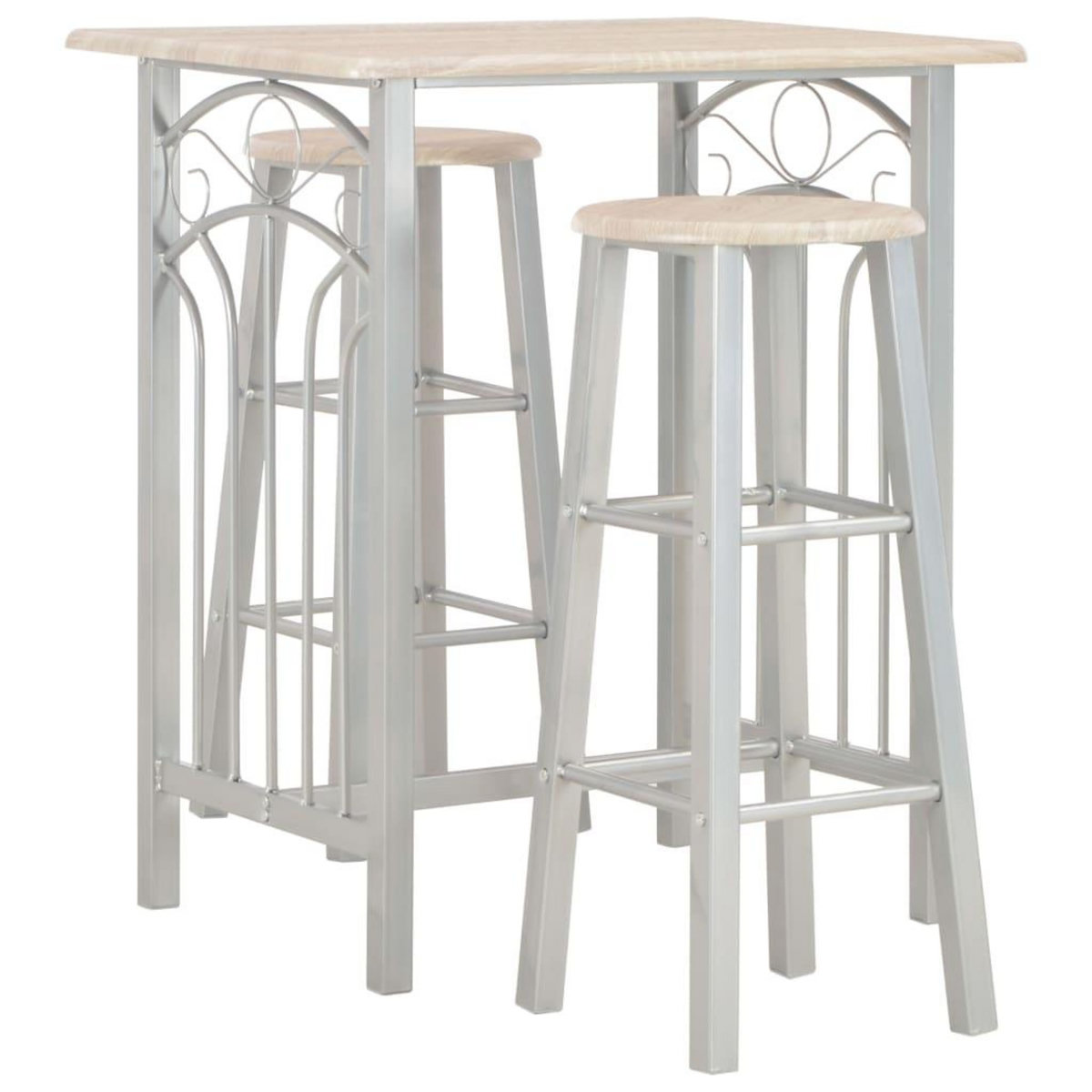 VIDAXL Ensemble de bar 3 pcs Bois et acier