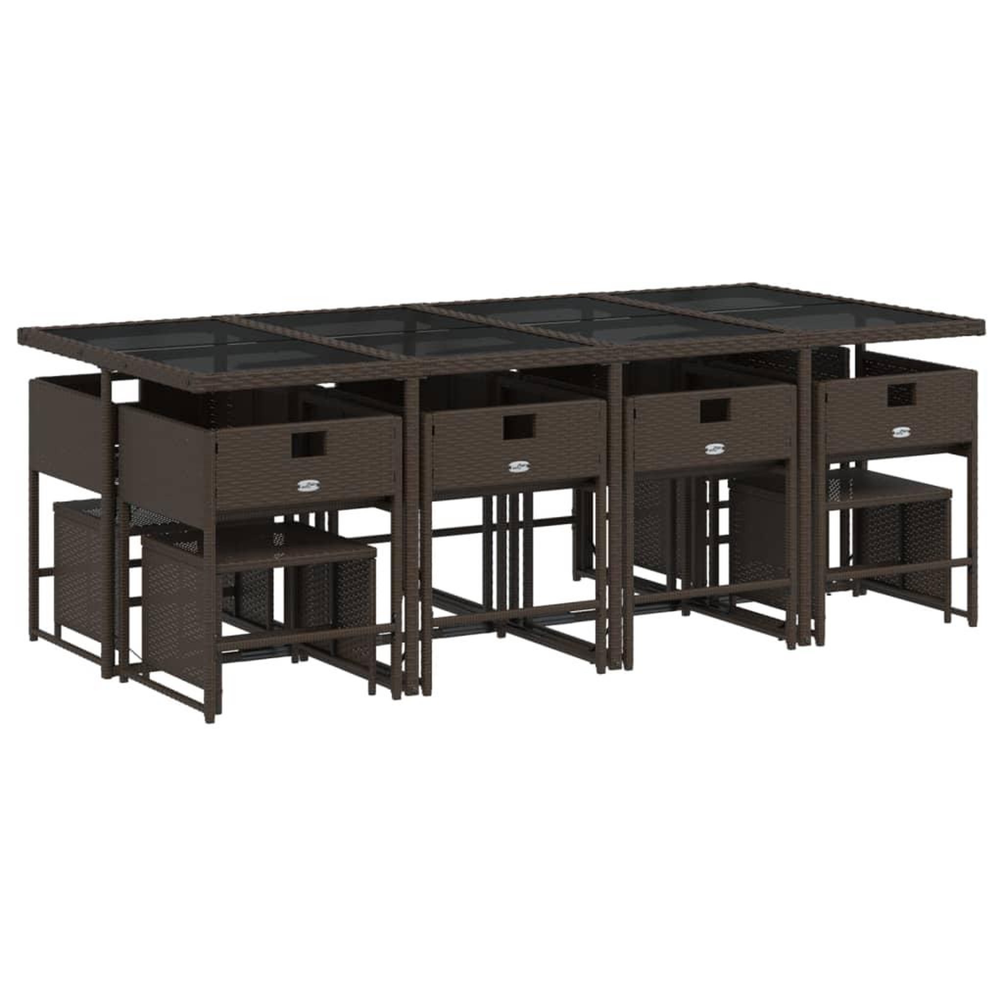 Voir la diapositive 4 : VIDAXL Ensemble a manger de jardin avec coussins 13 pcs marron rotin