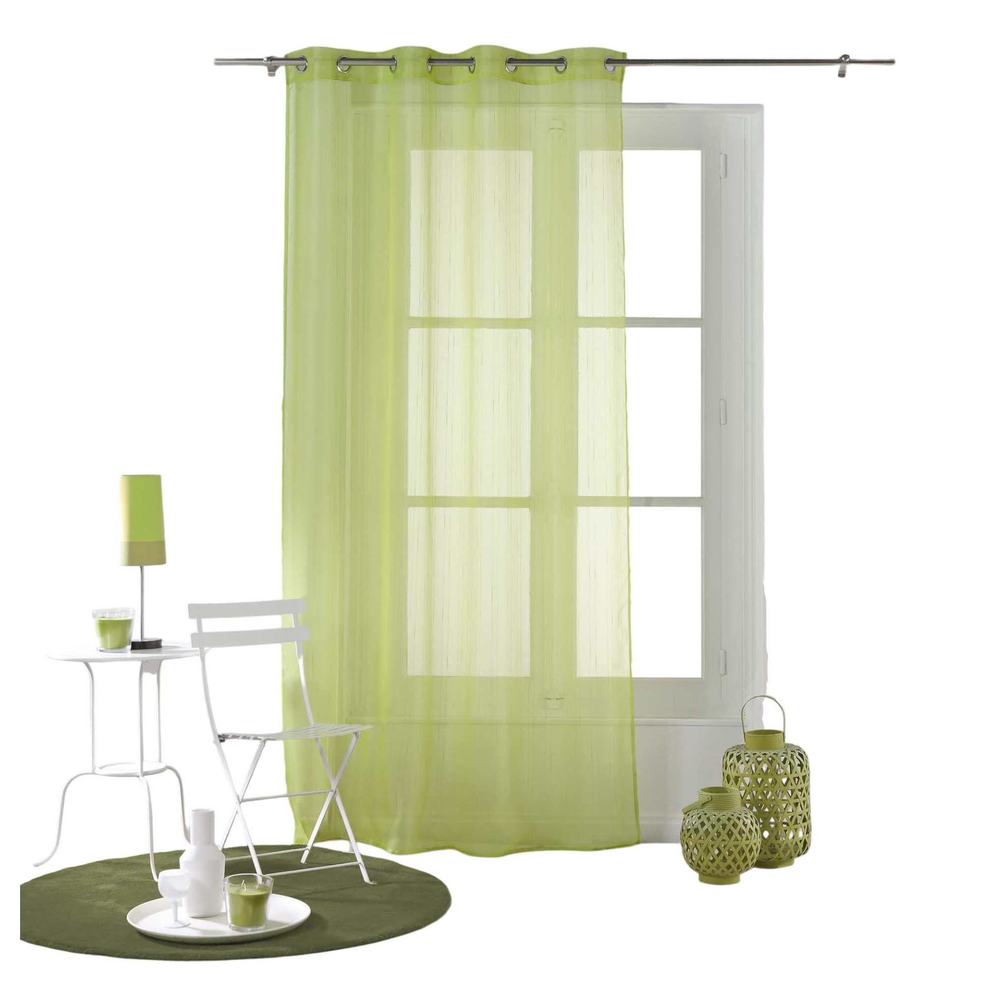 Eden Voilage a oeillets horizon raye. Coloris disponibles : Gris, Vert