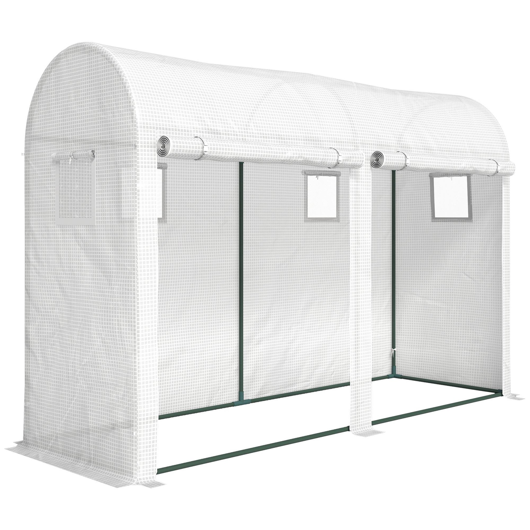 OUTSUNNY Serre de jardin serre à tomates dim. 3 x 1 x 2 m 2 portes 4 fenêtres acier pe haute densité blanc