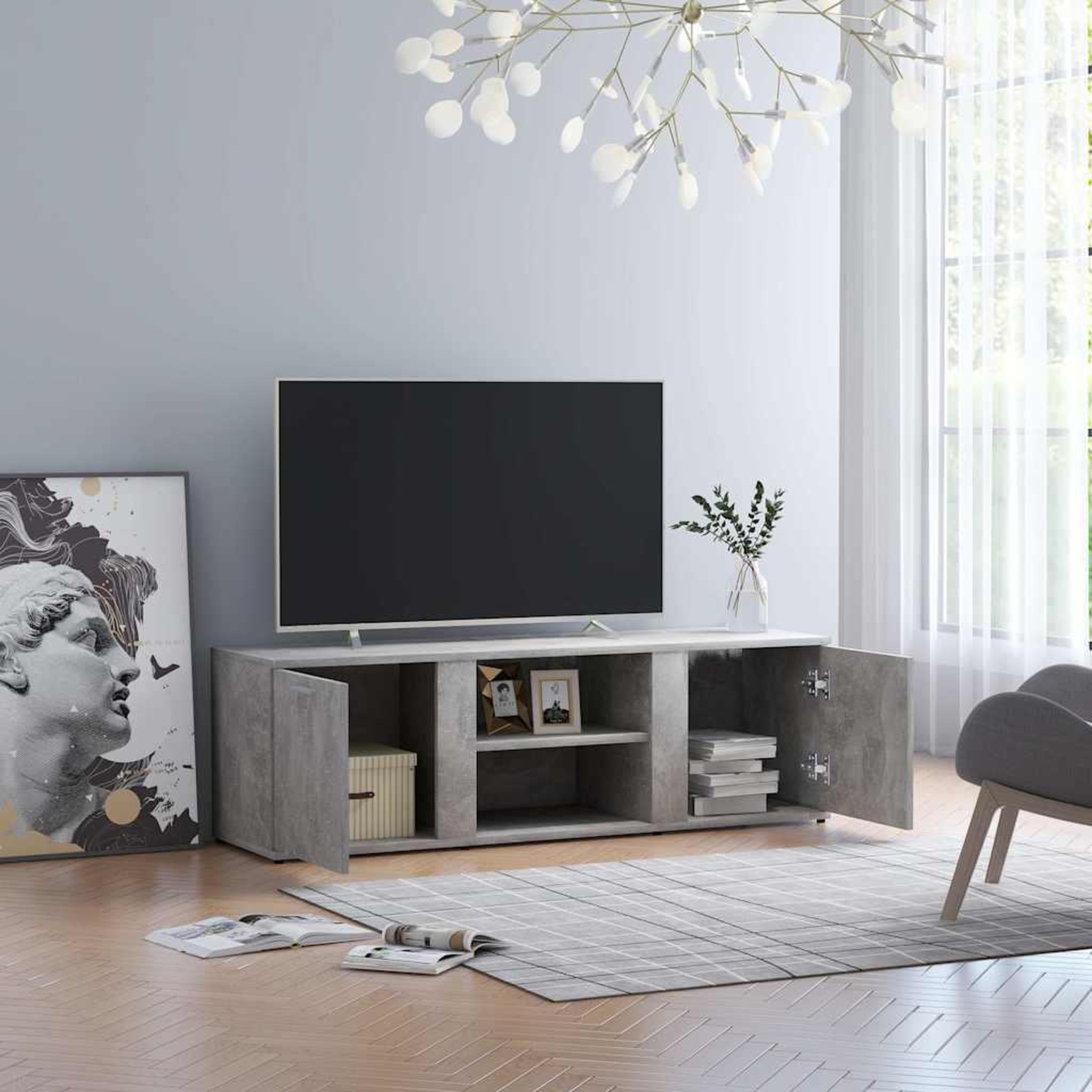 Voir la diapositive 4 : VIDAXL Meuble TV Gris beton 120x34x37 cm Bois d'ingenierie