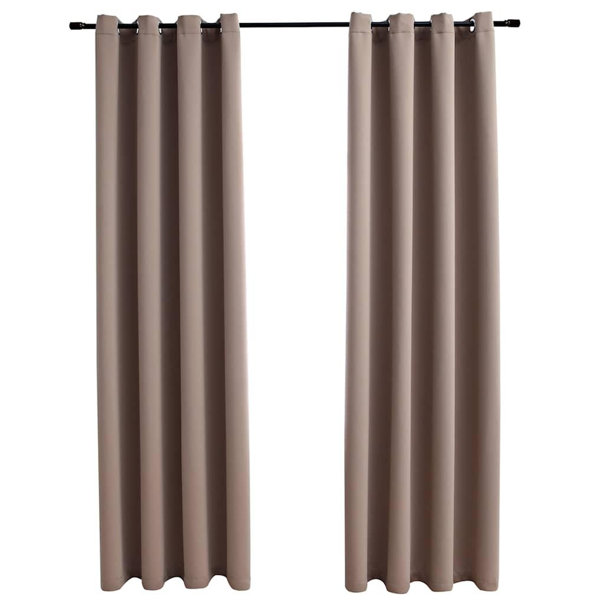 Voir la diapositive 2 : VIDAXL Rideaux occultants avec anneaux en metal 2 pcs Taupe 140x225 cm